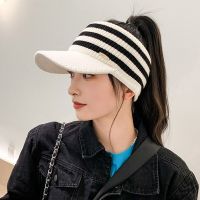 HOT★2022 New Winter Hat for Women Empty Top Baseball Caps Fashion Stripe Female Autumn Warm Casual Visor Caps Outdoor Sports Hats