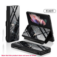 With S Pen Holder Stand Luxury Leather Flip Cover For Samsung Galaxy Z Fold 3 5G Case Shockproof Phone Case Coque Fundas（No Pen）