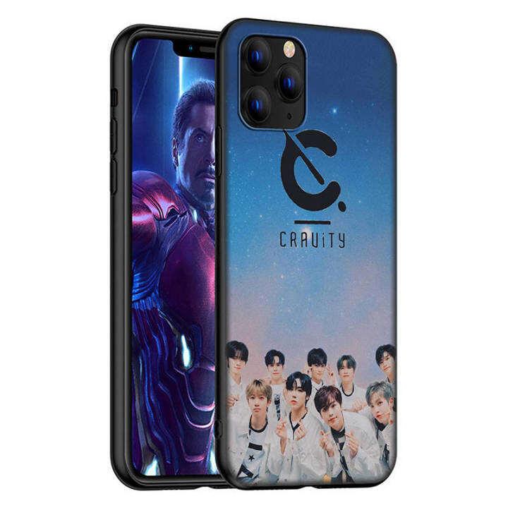 casing-หรับ-iphone-14-13-11-pro-max-11-mini-8-8-plus-11fe-cravity-k-pop-band-pattern-phone-เคสโทรศัพท์-อ่อนนุ่ม-tpu-shockproof-black-ปก