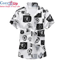 Cozy Up เสื้อเชิ้ตแขนสั้นเข้ารูปพอดีข้อความ Batik สบายเส้นใยโพลีเอสเตอร์ Casual