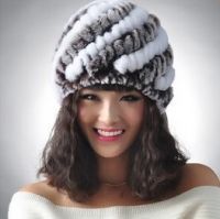 New Knitted genuine natural REX rabbit fur hat cap headgear headdress women warmer skullies Wholesale Free shipping J49