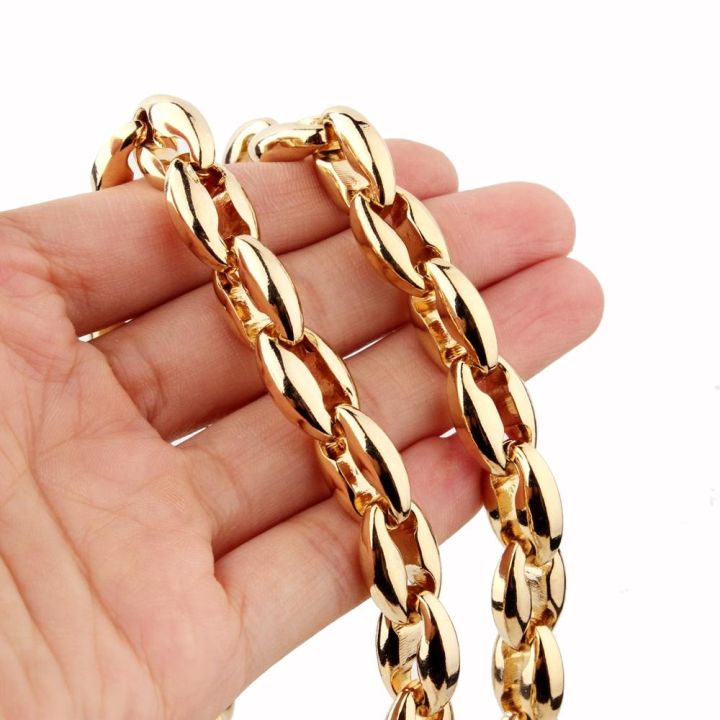 cc-7-quot-40-quot-top-6-5-7-5-12mm-316l-men-gold-color-beads-chain-necklace-or