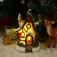 รูปปั้นเรืองแสงสำหรับอุปกรณ์ตกแต่งคริสต์มาสรูปบ้านสีสันสดใสเทศกาลคริสต์มาส