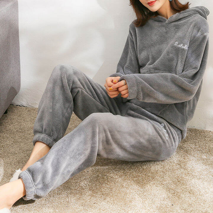 women-pajamas-set-winter-warm-flannel-pajamas-homewear-thick-female-sleepwear-plush-pyjamas-suit-sweatshirt-hoodies-solid-color