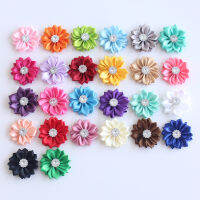 100pcslot 26colors new Satin Ribbon Multilayers fabric flowers for headbands clips girls DIY hair styling accessories