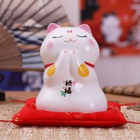 (Gold Seller) 4.5 Inch Ceramic Maneki Neko Lucky Fortune Cat Money Box Coin Bank Home Decoration Ornament FENG SHUI Figurine