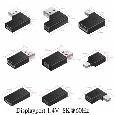 Displayport 1.4V To Mini DP Adapter Right Angled DP 8k/60Hz 4k 2K/165Hz Pass Through 90 Degree Angle Displayport 1.4 Converter