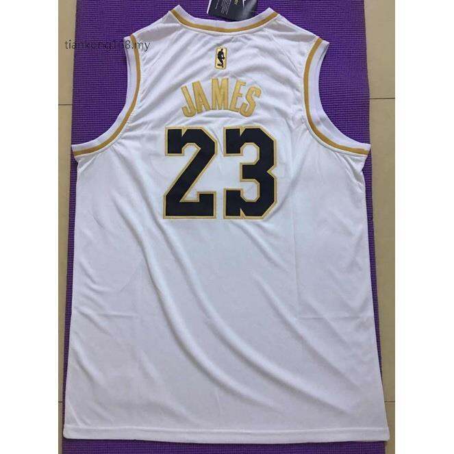 white and gold lebron shirt