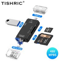 TISHRIC Type C อะแดปเตอร์ OTG TF ไมโคร USB การ์ดรีดเดอร์ SD เมมโมรีการ์ด USB สำหรับแล็ปท็อปแมคบุ๊คโทรศัพท์ Type-C