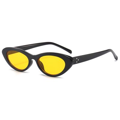 （JIUERBA）แว่นกันแดดแมวตาสไตล์ฮิปฮอปมาใหม่สำหรับผู้หญิงย้อนยุคแว่นตาแคบ UV400การป้องกัน