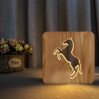 Horse Shape Cross-Border Electronic Products Wooden Table Lamp Creative Daily Decoration Night Light