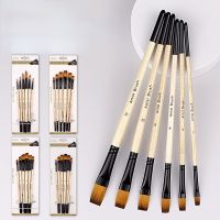 6Pcs/Set Oil Painting Brushes Patchwork Color Multi function Portable Drawing Art Supplies Wooden Handle Artist Paint Brush