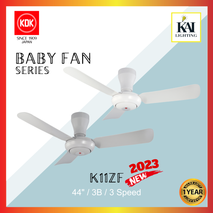 KDK Baby Fan Series K11ZFWT Remote Ceiling Fan (110cm/44”) Grey