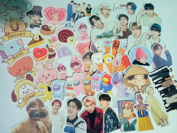 Set 50 Sticker nhóm BTS, nhãn dán BTS trang trí sổ, bàn học, vở.. Loại  decal mặt bóng. 