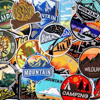 Mountain Field Camping Bus Patches ป้ายเย็บปักถักร้อย Patch Applique รีดผ้าเสื้อผ้าอุปกรณ์เย็บผ้าตกแต่งแว่นตากันแดด-HVA STORE