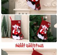 XZQ7-1pc Santa Elk Fabric Gift Socks Christmas Lovely Bag For Children Fireplace Tree Christmas Decoration