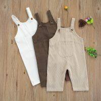 Infant Baby Boy Girl Clothes Solid Corduroy Romper Jumpsuit Cute Summer Sleeveless Straps Pocket Long Pants Overalls