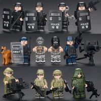 ♞N747e8ใช้ได้กับเลโก้บล็อกตัวต่อทหาร Minifigures Swat ตำรวจกองกำลังพิเศษเด็กชายวายร้ายประกอบการศึกษา