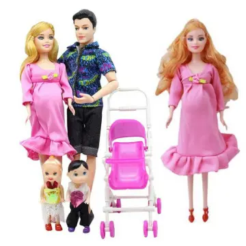 1/6 Barbi Dolls Family Doll Set Of 4 People Mom Dad Kids 30cm