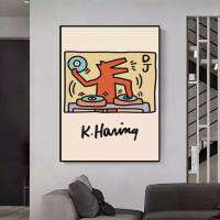 177มากการพิมพ์ Keith Haring DJ โปสเตอร์ศิลปะที่มีชื่อเสียงภาพพิมพ์ศิลปะการพิมพ์ศิลปินชื่อดังศิลปะภาพจิตรกรรมภายในทำจากไม้1ชิ้นกรอบหรือไร้กรอบ (หรือกรอบอะลูมินัมอัลลอยสีดำ)