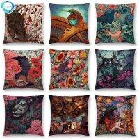 Clarissali Dark Augury Eyes Raven Steampunk Night Cushion Cover