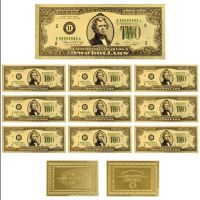 10ชิ้น/ล็อตดอลลาร์อเมริกันกระดาษเงิน7สไตล์สวยธนบัตรฟอยล์สีทอง1/2/5/10/20/50/100คอลเลกชันพัดกระดาษปลอม