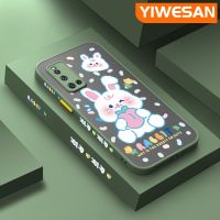 YIWESAN เคสสำหรับ VIVO V19 V19,เคส V19G ลายการ์ตูนมีน้ำค้างแข็งโปร่งใสกระต่ายสีพีชแบบแข็งขอบสี่เหลี่ยมด้านข้างปลอกซิลิโคนกล้องกันกระแทกเคสนิ่ม