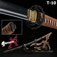 Japan คาตานะ T 10 ญี่ปุ่น Wakizash Tanto Sweord Samurai Ninja Yakuza Warrior Sabre Hamon Edo Gift ฮาม่อน ซามูไร นินจา ยากูซ่า วากิซาชิ ทันโตะ เอโดะ โอดาจิ ทาจิ สึรุงิ คะตะนะ นักรบ โบราณ กระบี่ ทีสิบ แถม ถุงผ้าและแท่นวาง ของขวัญ ของสะสมหายาก แข็งแรงทนทาน