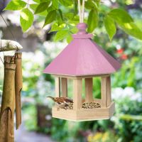 CHXONQ Wooden Home Patio Standing Squirrel Feeding Wild Bird Bird Cages Garden Decor Bird House Bird Feeder