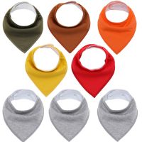 【YD】 Baby Bandana Bibs Soft Cotton 2pcs /lot Feeding Drool Soild Color Buckle Saliva