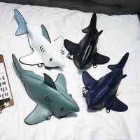 ZZOOI Cute Cartoon Shark Shape Ladies Shoulder Bag PU Leather Mobile Phone Bag Messenger Bag Cartoon Chain Messenger Bag