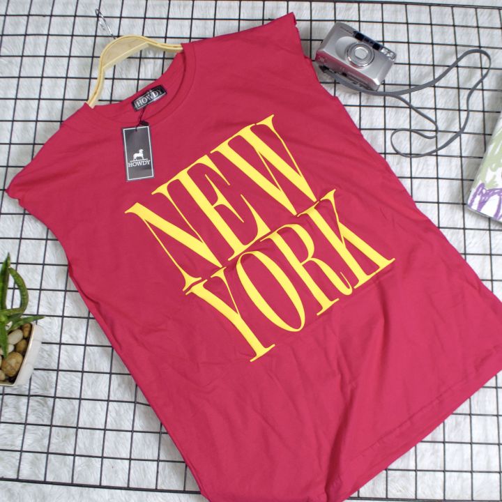 เสื้อแขนกุดnewyork-เนื้อผ้าดีใส่สบายจัดส่งไว-มีบริการเก็บเงินปลายทาง