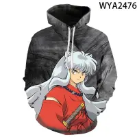 Inuyasha เสื้อสเวตเตอร์แฟชั่นเสื้อฮู้ดพิมพ์ลาย3มิติแบบสวมหัวเสื้อสวมหัวเสื้อเสื้อฮู้ดเท่เด็กเล็กเด็กผู้หญิงของเด็กผู้ชายมาใหม่ผู้ชายผู้หญิงเด็ก