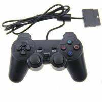 การเชื่อมต่อแบบใช้สาย Gamepad ตัวควบคุมเกมสั่นสะเทือนคู่สำหรับ PS2