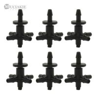 ┋☃○ MUCIAKIE 20PCS Garden Hose Barb Connector 4-Way Cross Dripper Adapter with Single Barbed Connector 5-Way Diverter for 3/5mm Hose