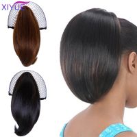 XIYUE 7 Colors Short Straight Brown Black Little Pony Tail Hair Bun Synthetic Hair Ponytail Claw Hair Ponytails Hair Extensions