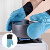 1Pc New Hand Bake Silicone Gloves Microwave Oven Baking Gloves Kitchen Anti-scald Anti-slip Silicone BBQ Oven Pot Holder Potholders  Mitts   Cozies