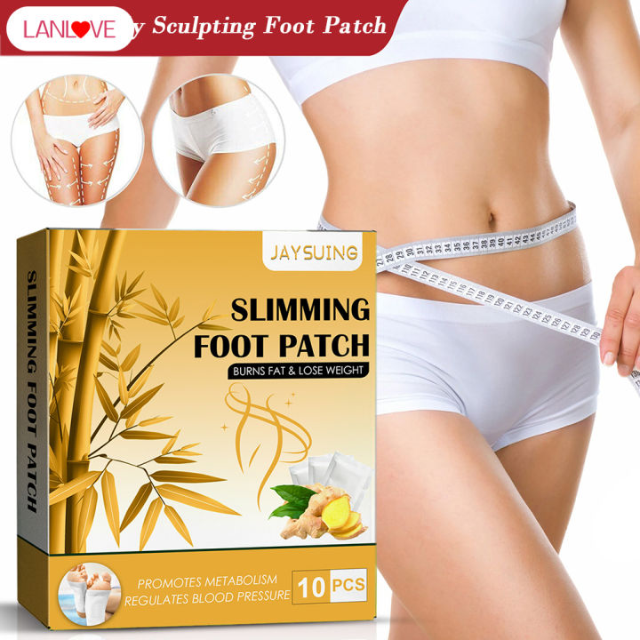 LANLOVE Ginger Detox Foot Patch Bamboo Body Slimming Patches Sleep  Improving Foot Patch Stronger Fat Burning Patch Weight Loss Pads 10pcs  Natural Herbal Stickers