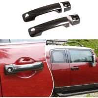 เหมาะสำหรับฝาครอบมือจับประตูคาร์บอนไฟเบอร์ Toyota FJ Cruiser 2007-2021กรอบครอบแต่งขอบป้องกันที่จับประตูภายนอก