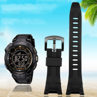 สายนาฬิกายางซิลิโคนสำหรับ Casio PROTREK Series PRG-110YPRW-1300Y PRG-130YPRW-1500Y สายรัดสีดำกันน้ำสร้อยข้อมือกีฬา