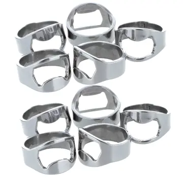 5x Silver Stainless Steel Metal Finger Thumb Keyring Ring Beer