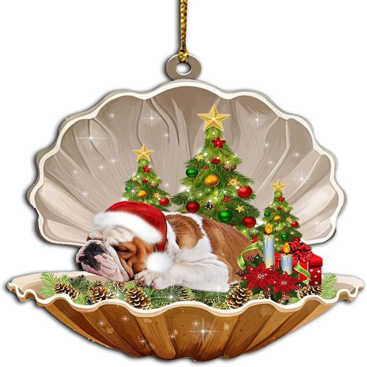 zhuwnana-อะคริลิค-จี้ต้นคริสต์มาส-สุนัขนอนสุนัข-น่ารักน่ารักๆ-ของตกแต่งคริสต์มาส-สำหรับปีใหม่-เครื่องประดับคริสต์มาส-ปาร์ตี้งานปาร์ตี้