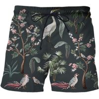 Summer Flower, bird and plant series 3D Print Mens Swimwear Shorts Beachwear Men Beach Shorts Swimsuit Surf Board Men clothing