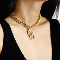 Punk Hip-hop Gothic Short Chain Exaggerated Metal Lion Head Pendant Collar Necklace Women Gold Color Choker Jewelry Accessories Fashion Chain Necklace