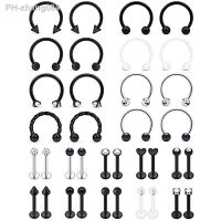 Lip Rings Stainless Steel Horseshoe Labret Monroe Lip Rings Nail Tragus Helix Earrings Studs Ring Medusa Piercing Jewelry Black