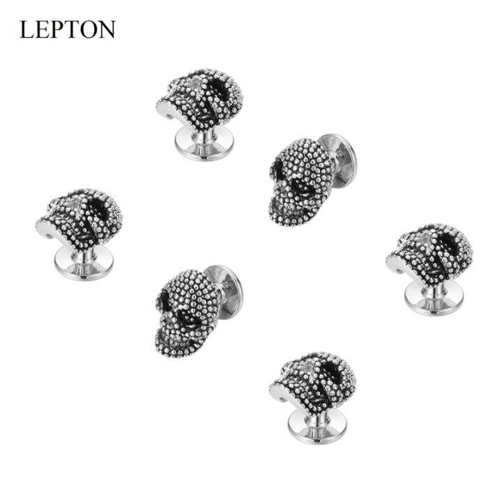 lepton-skull-cufflinks-tuxedo-studsชุดสำหรับชายlepton-vintage-skeleton-cufflink-collar-studs-cuff-linksผู้ชายที่ดีที่สุดชุดของขวัญ-yrrey