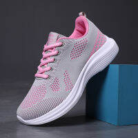 New womens casual shoes sports shoes ultra light and comfortable sports shoes flying woven tennis womens flat bottom