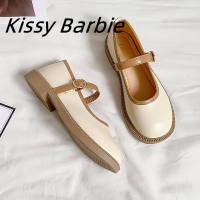 Kissy Barbie【Free Shipping ส่งฟรี】Retro รองเท้าหนังขนาดเล็กผู้หญิงจับคู่กระโปรงปากตื้นแบนรองเท้ายาย 2023 ฤดูใบไม้ผลิและฤดูร้อนใหม่ทั้งหมดตรงกับรองเท้า Mary Jane