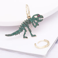 SWOUR New Fashion Jewelry Cubic Zirconia Dinosaur Design Mismatched Small Circle Round Huggie Hoop Earrings Femme S557