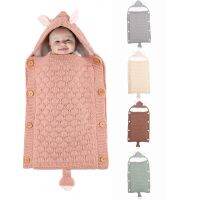 ☏ jiozpdn055186 Saco de dormir tricotado bebê recém-nascido envoltório macio do swaddle velo suporte fotografia cobertor cor sólida orelha coelho primavera e outono